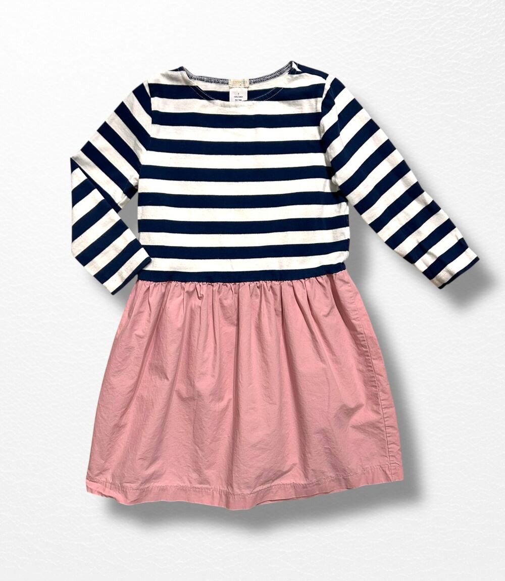 Crewcuts Striped Cotton Dress, Size 7